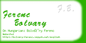 ferenc bolvary business card
